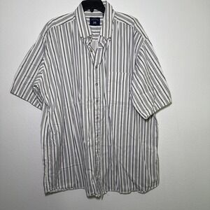 Harbor Bay Short Sleeve Shirt Mens Size 3XLT/Tall 100% Cotton Striped